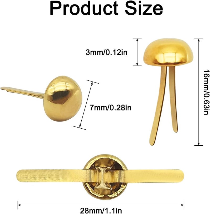IOUALEY 200 Pcs 1/2 Inch Brass Paper Fasteners, 7 MM Head, Mini Brad Round Fastener Paper Clips, Round Head Split Pins for Paper Crafts Scrapbooking Cards Photo Walls DIY (Gold & Silver) - Image 2